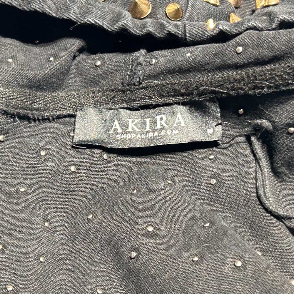 AKIRA Black Bomber Jacket with Gold Studs - Picture 6 of 11